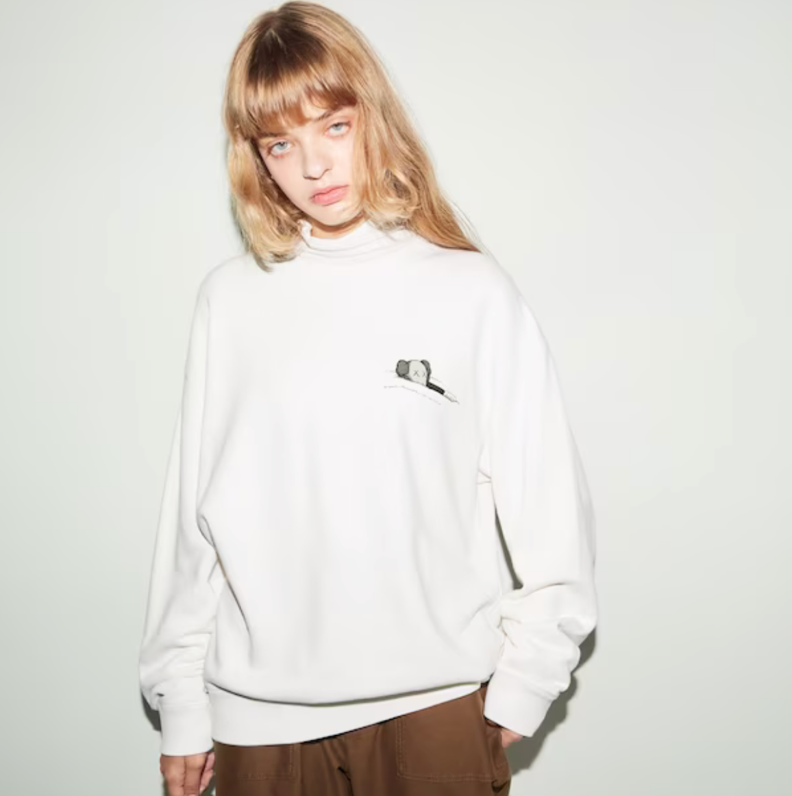 KAWS x Uniqlo Long Sleeve Sweatshirt White BASECESENA