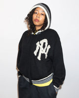 No Problemo NYP Varsity Zip Through Knit Black