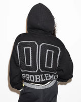 No Problemo NYP Varsity Zip Through Knit Black
