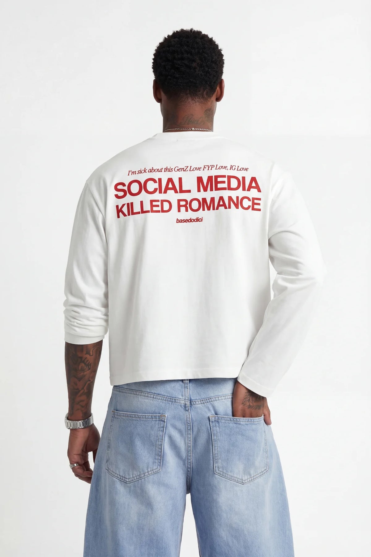 Basedodici Social Media Longsleeve White
