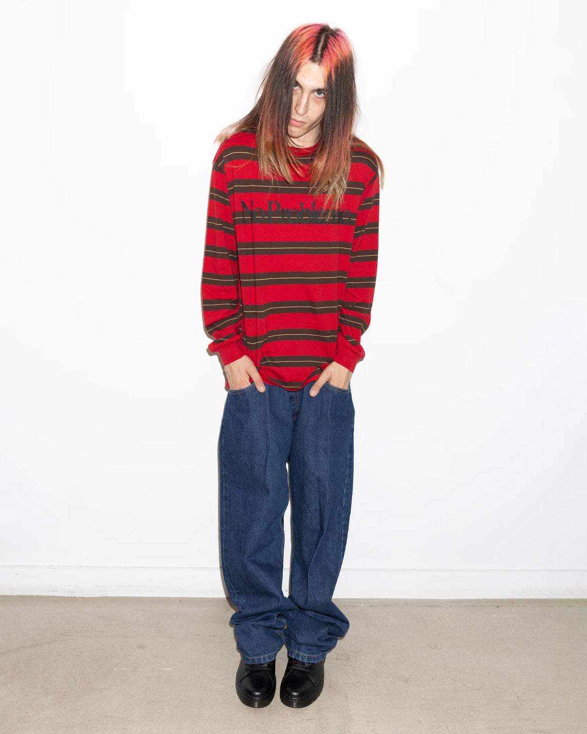 No Problemo Striped LS Red