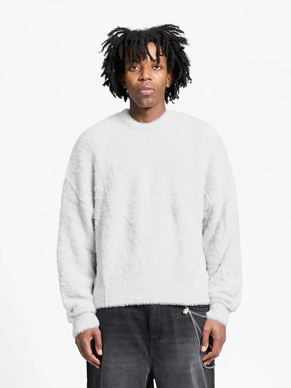 Reternity Essential Furry Knit Sweater - Light Grey