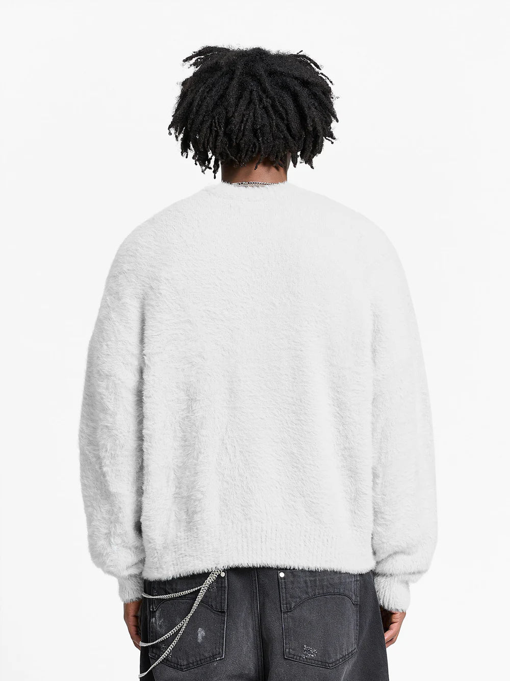 Reternity Essential Furry Knit Sweater - Light Grey