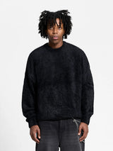 Furry Knit Sweater | Navy