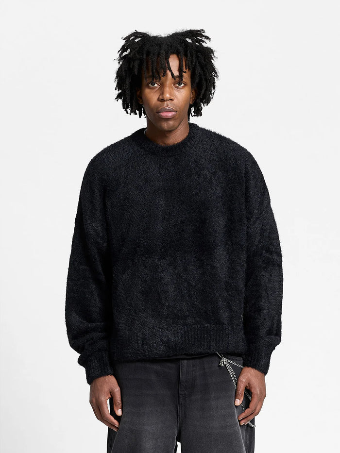 Furry Knit Sweater | Navy