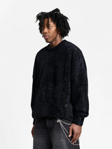 Furry Knit Sweater | Navy