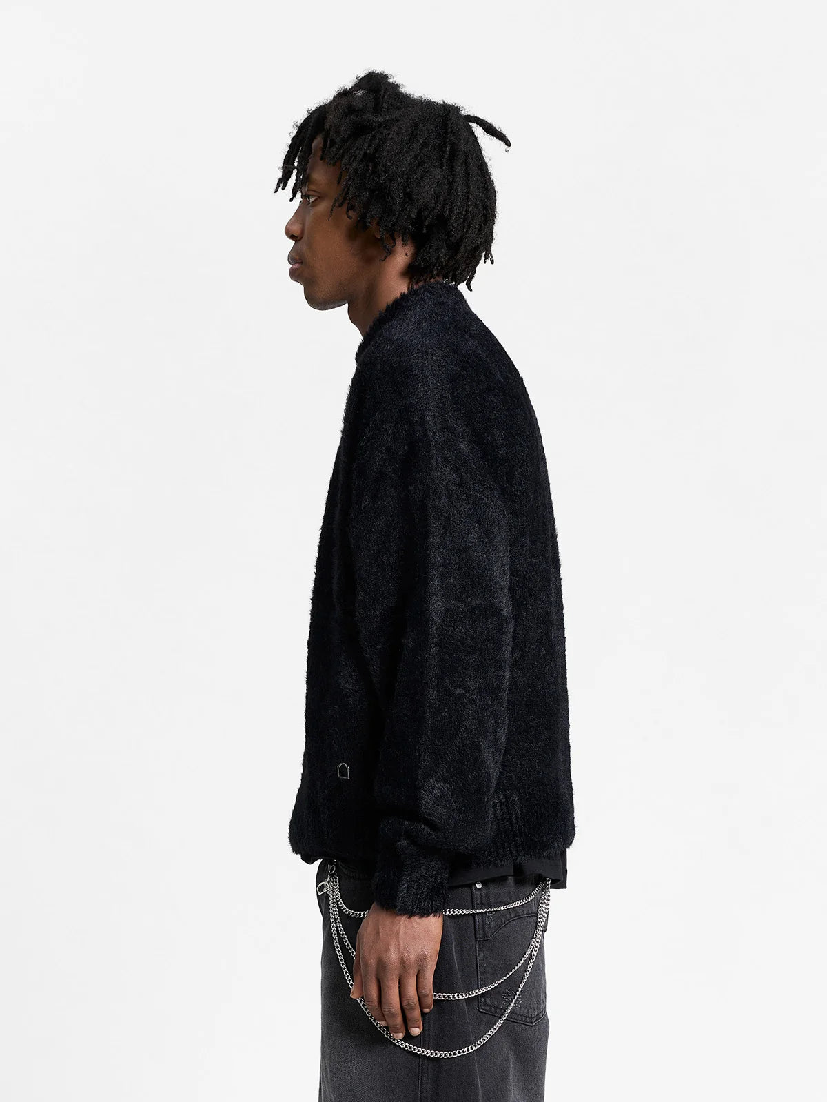 Furry Knit Sweater | Navy