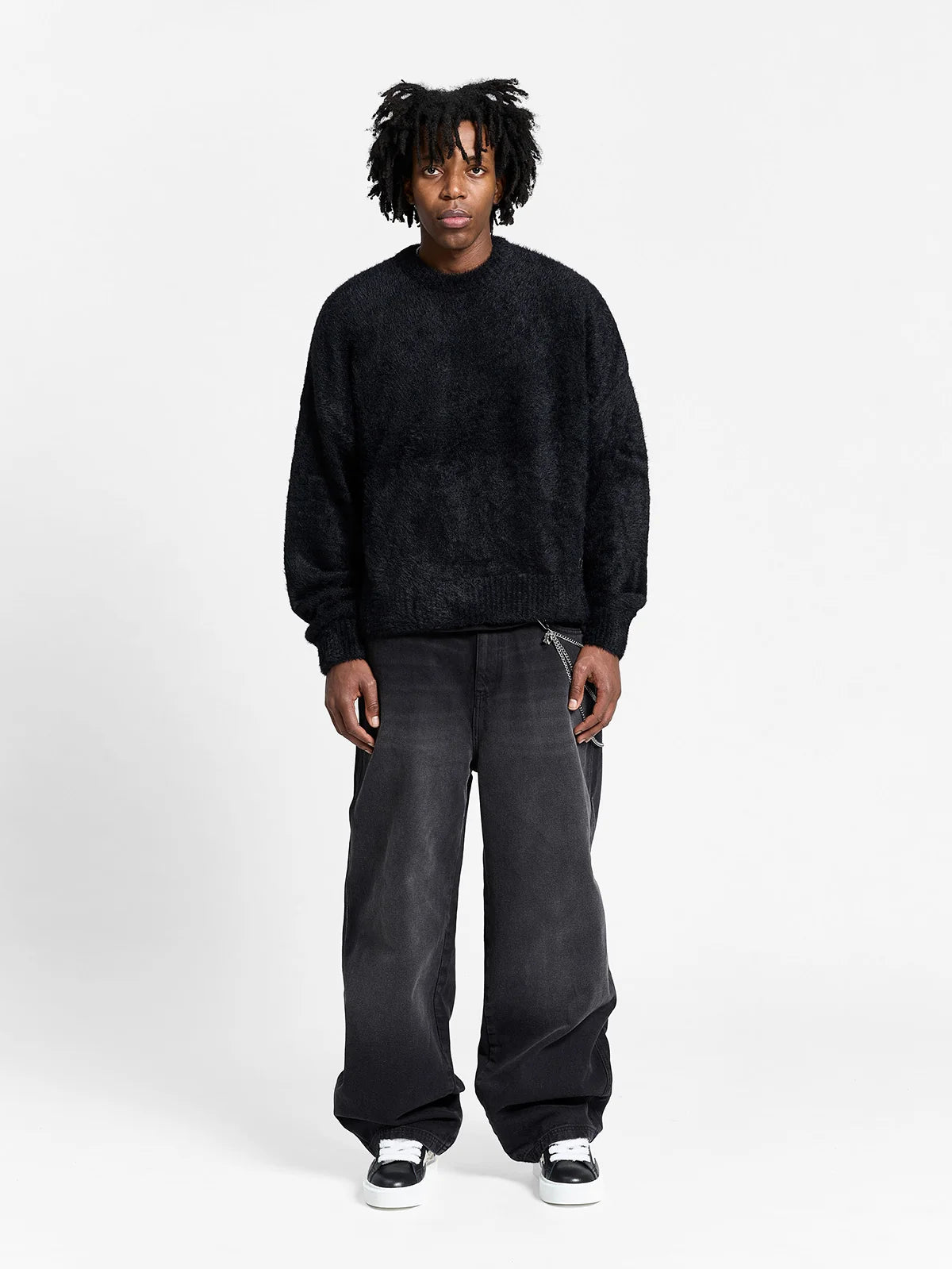 Furry Knit Sweater | Navy