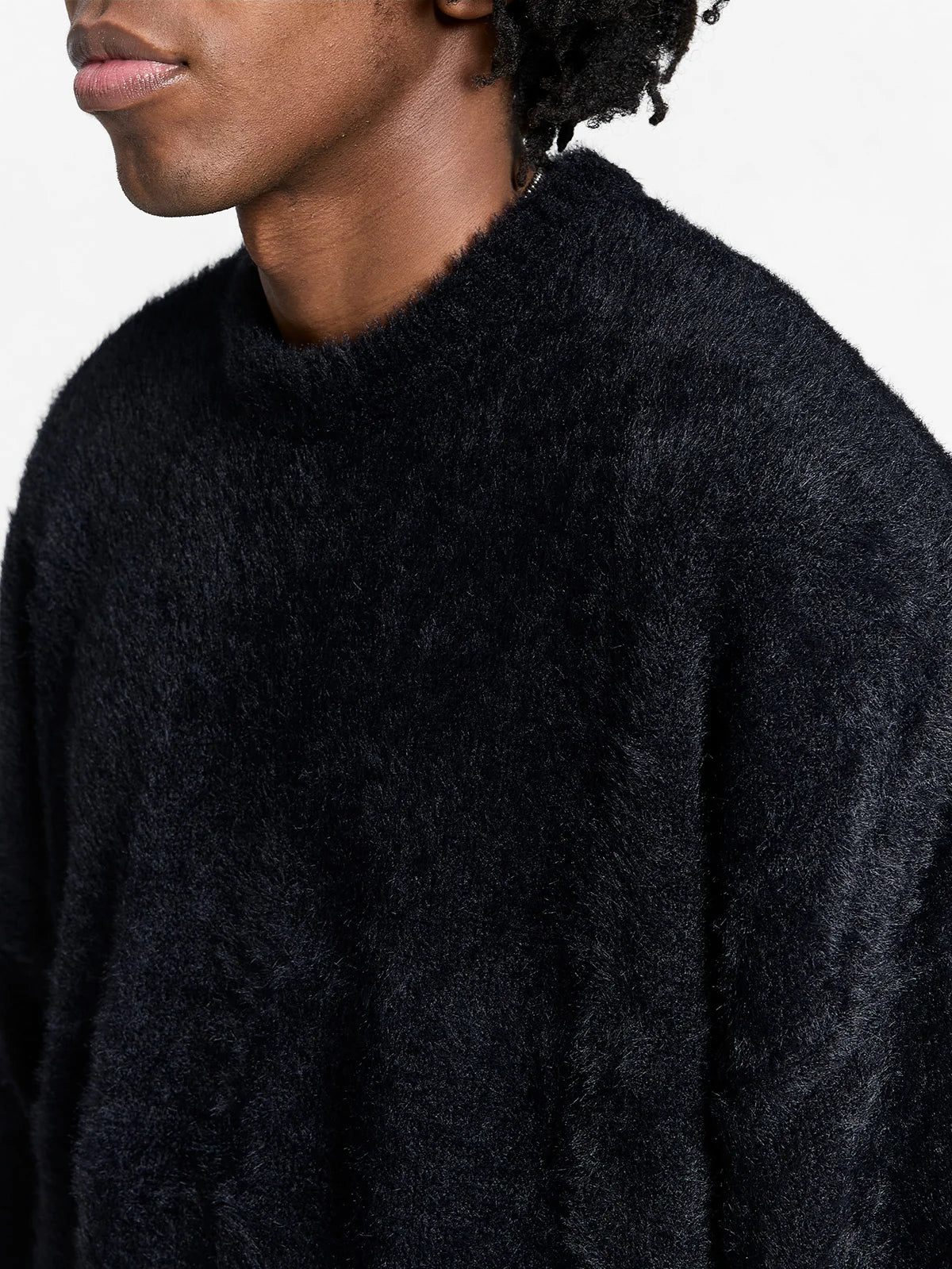 Furry Knit Sweater | Navy