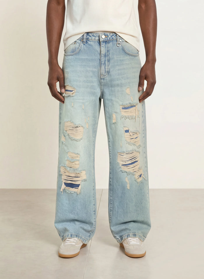 Distressed Baggy Denim | Blue