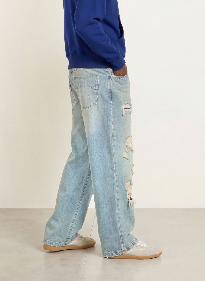 Distressed Baggy Denim | Blue