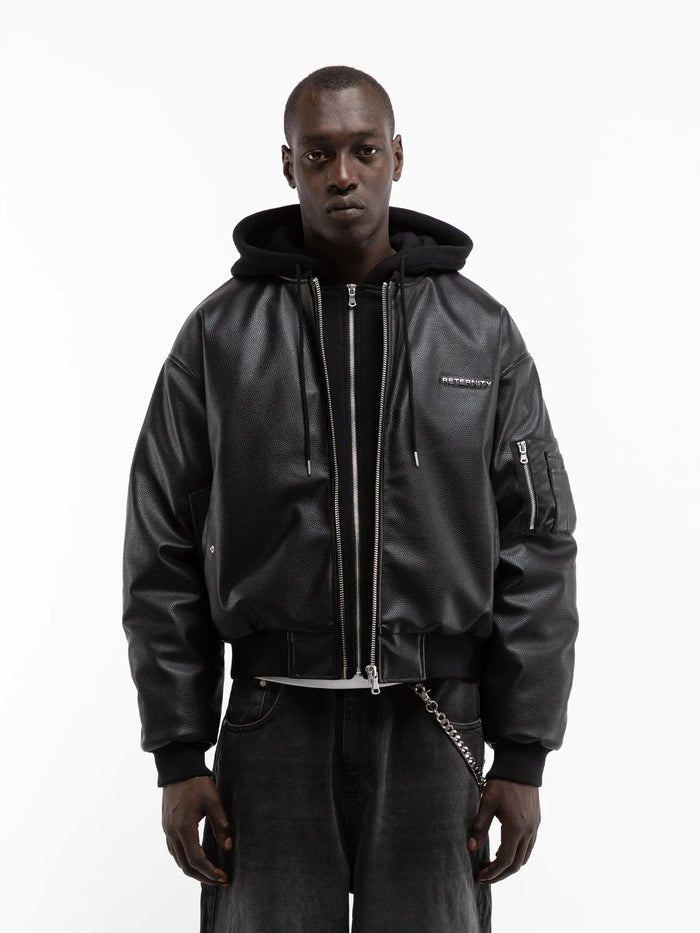 Metropolitam Leather Bomber | Black