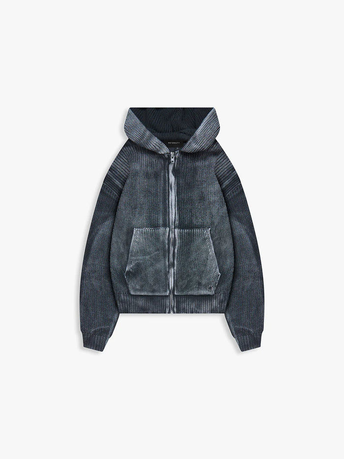 Reternity Essential Knit Zip Hoodie - Acid Black