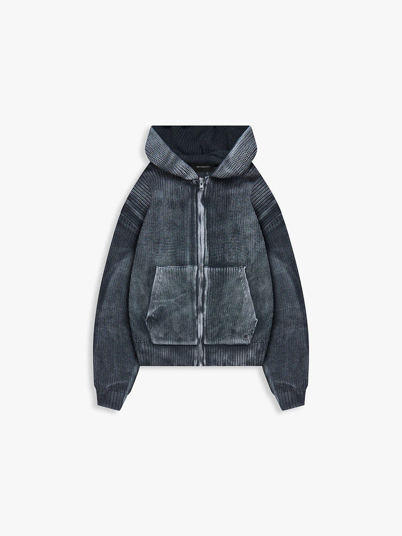 Reternity Essential Knit Zip Hoodie - Acid Black