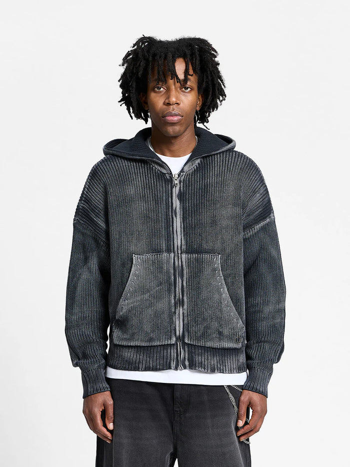 Reternity Essential Knit Zip Hoodie - Acid Black