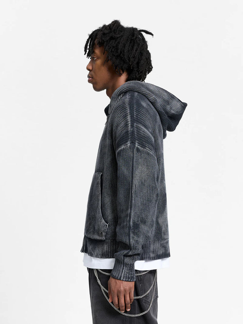 Reternity Essential Knit Zip Hoodie - Acid Black