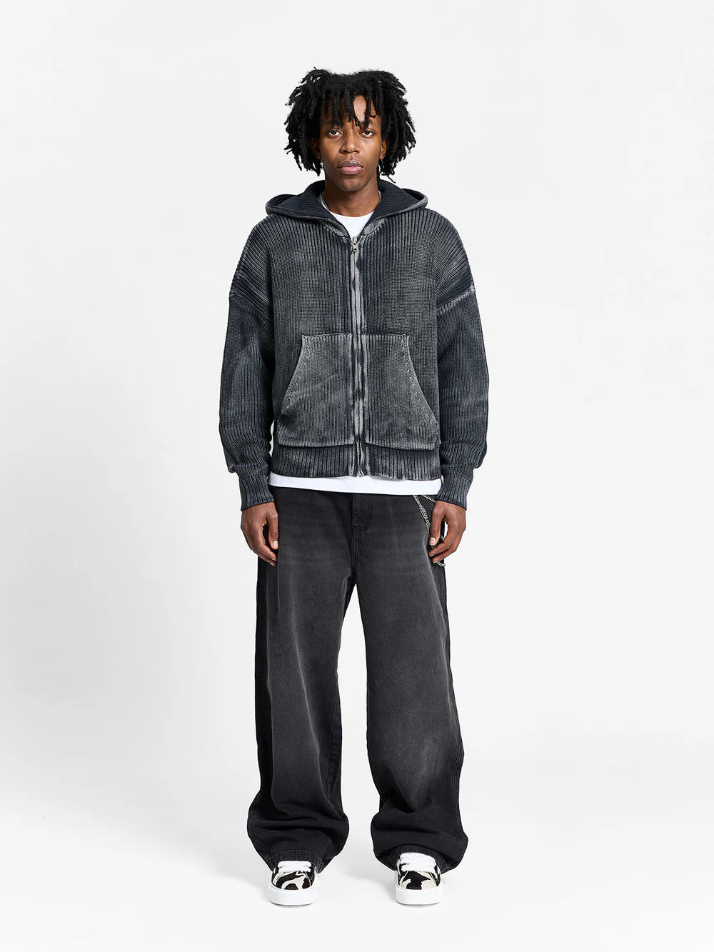 Reternity Essential Knit Zip Hoodie - Acid Black