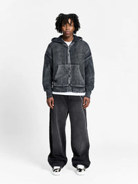 Reternity Essential Knit Zip Hoodie - Acid Black