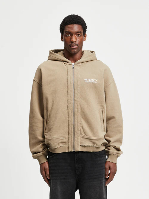 Reternity Ribbed Zip-Hoodie Taupe