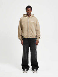 Reternity Ribbed Zip-Hoodie Taupe