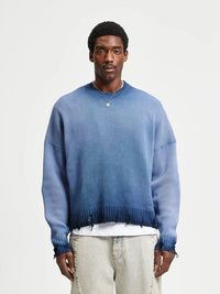 Reternity Oil Washed Knit Sweatshirt Blue