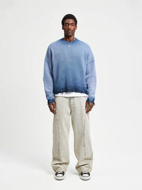 Reternity Oil Washed Knit Sweatshirt Blue