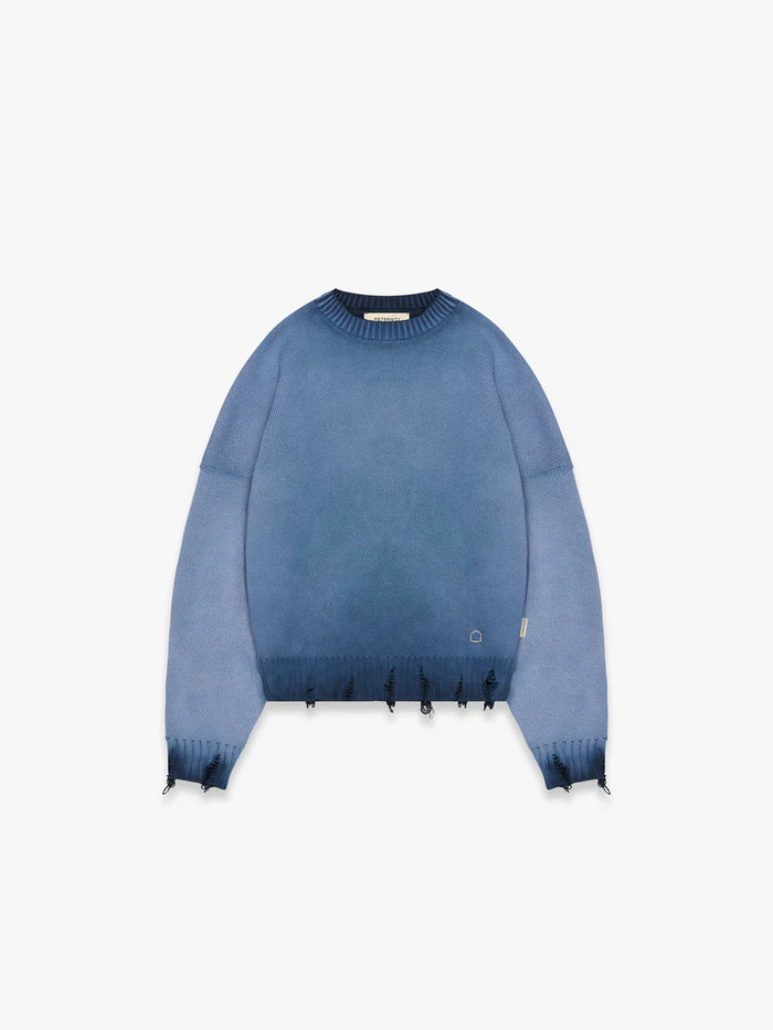 Reternity Oil Washed Knit Sweatshirt Blue