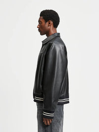 Reternity Leather Bomber Jacket Black