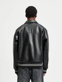 Reternity Leather Bomber Jacket Black