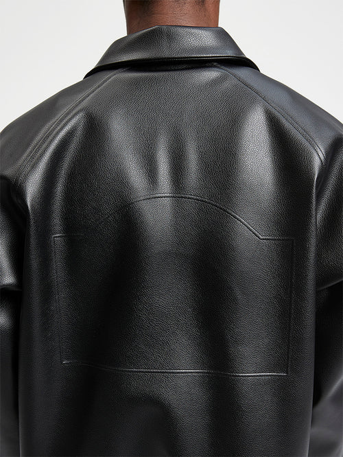 Reternity Leather Bomber Jacket Black