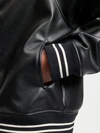 Reternity Leather Bomber Jacket Black