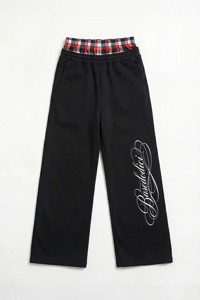 Basedodici Fleece Pants Doublelayer Logo Black/Red