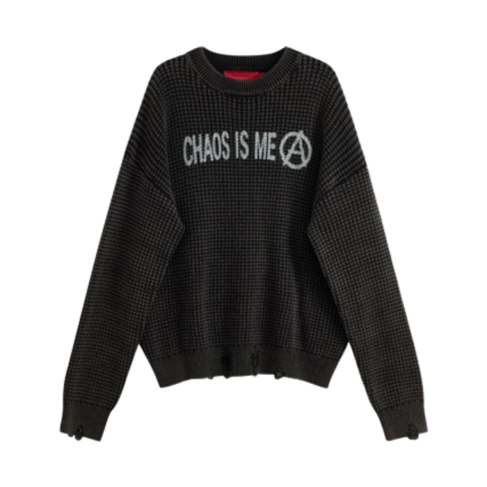 Acupuncture Waffle Chaos Sweater Washed Black