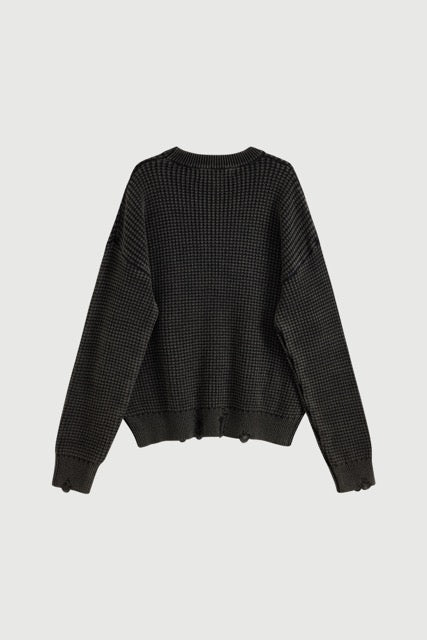 Acupuncture Waffle Chaos Sweater Washed Black