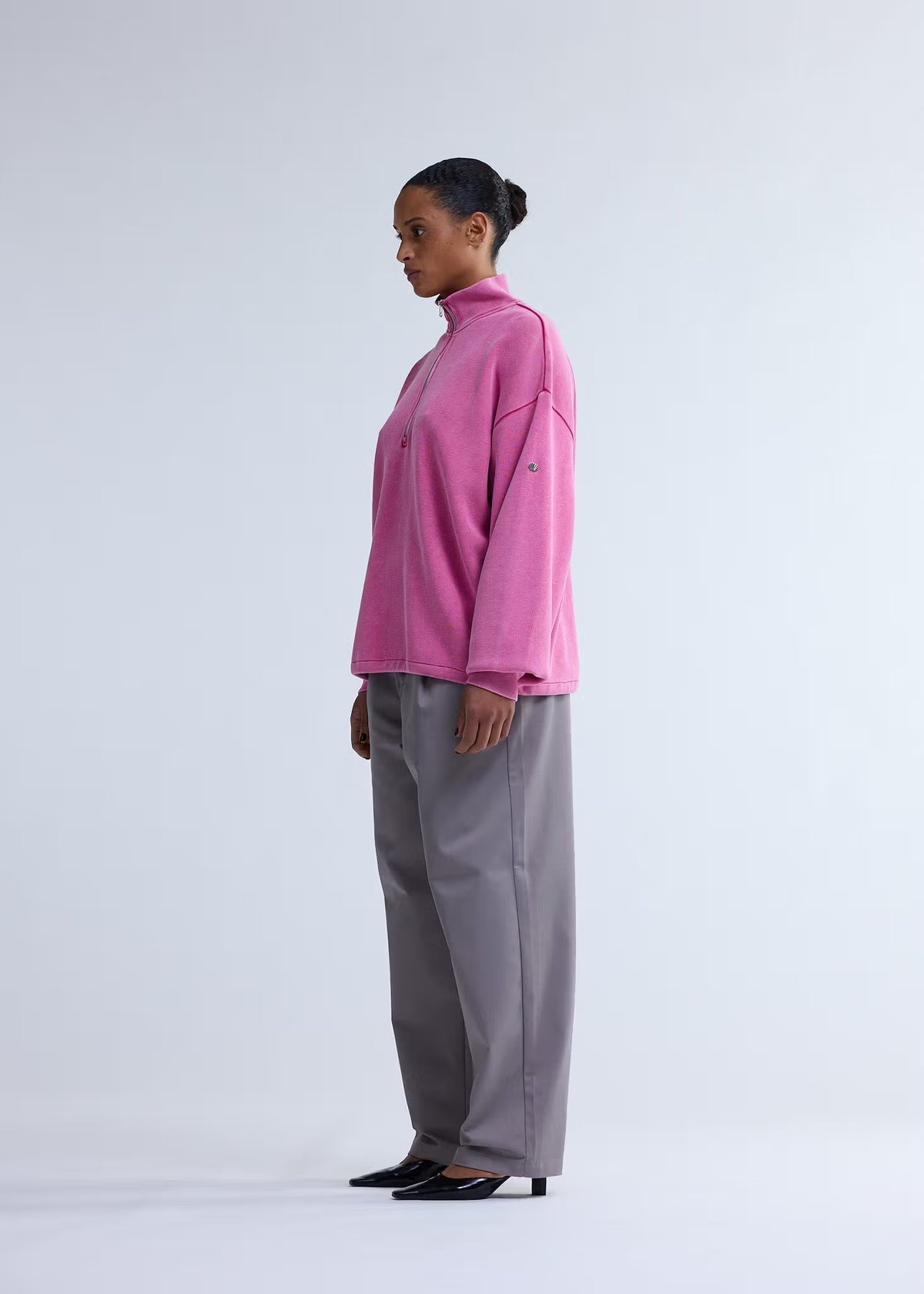 New Amsterdam Plated Half-Zip Washed Pink