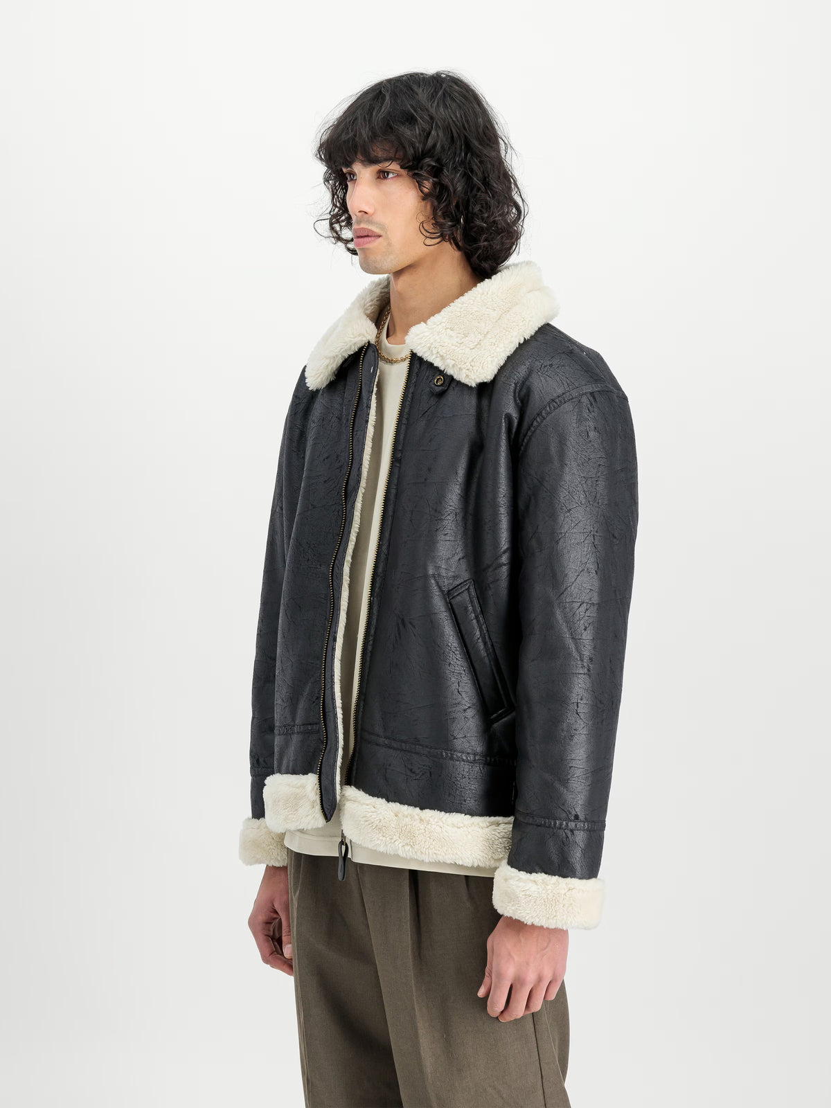 Alpha Industries B-3 Faux Leather Bomber Jacket