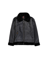 B-3 Faux Leather Bomber Jacket Black/Black