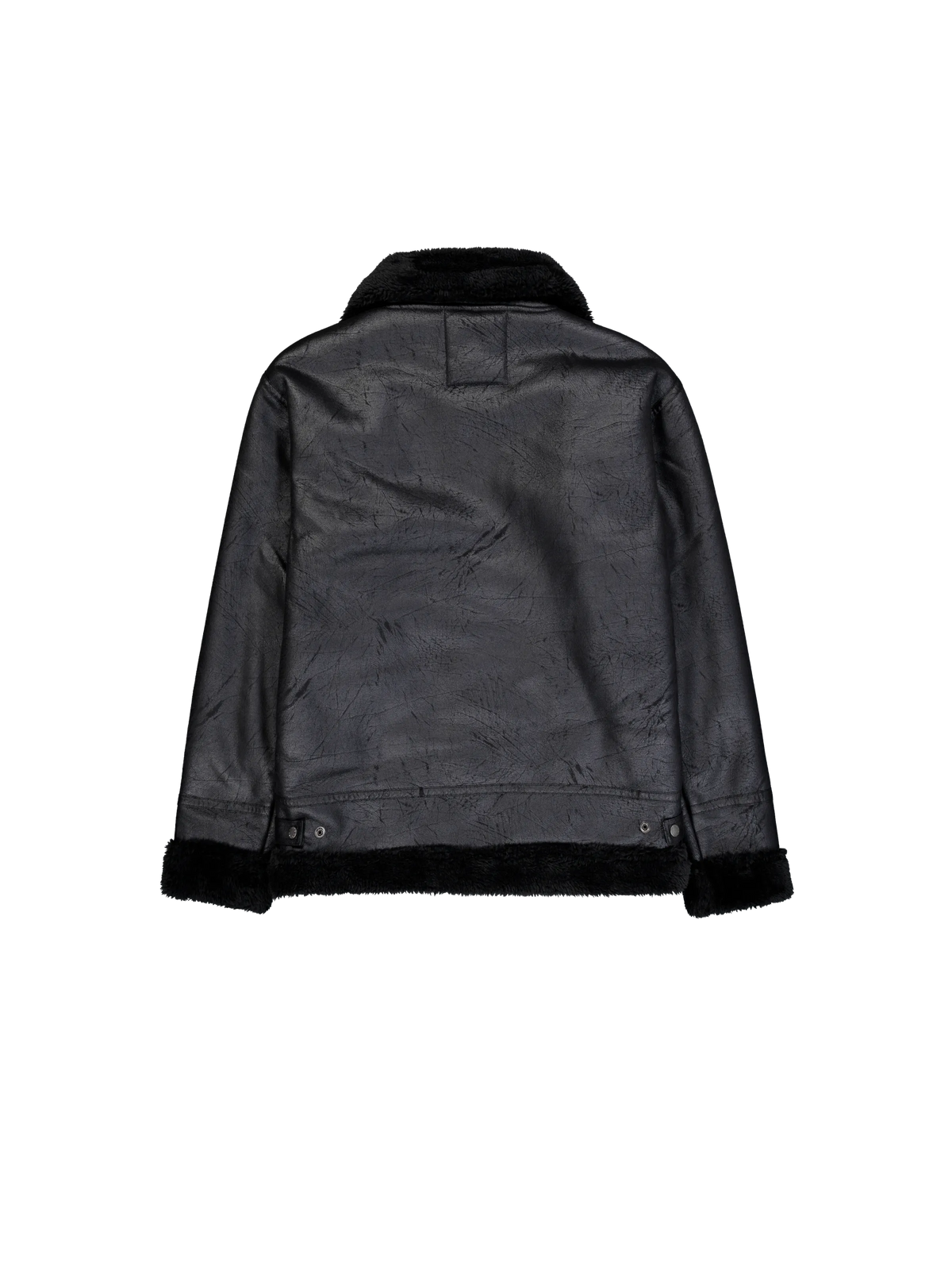 B-3 Faux Leather Bomber Jacket Black/Black