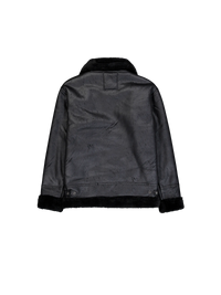 B-3 Faux Leather Bomber Jacket Black/Black
