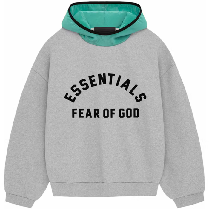 Essentials Fear of God Nylon Fleece Hoodie Light Grey/Mint