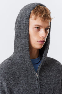 Weekday Knitted Boxy Wool Blend Zip Hoodie