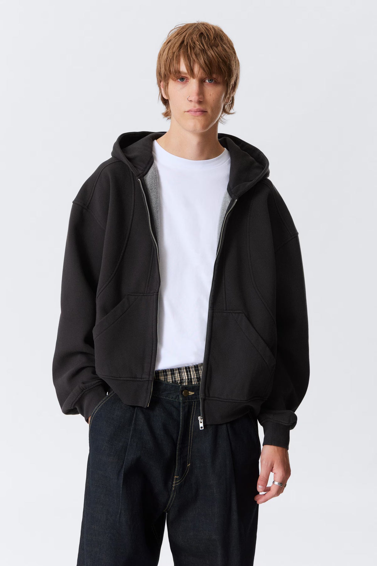 Weekday Loose Fit Blocked Zip Hoodie