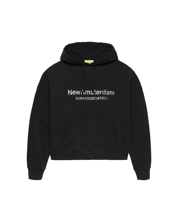 Worked Logo Hoodie Black