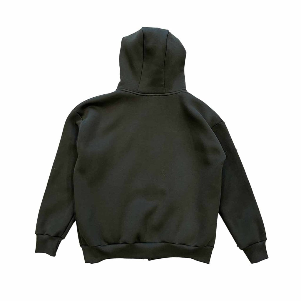 Zipped Hoodie Boxy Fit Military Green