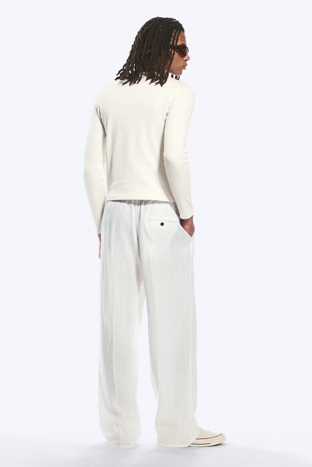 Weekday Loose Fit Linen Trousers White