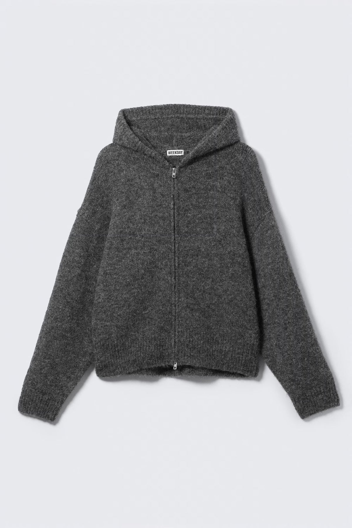 Weekday Knitted Boxy Wool Blend Zip Hoodie