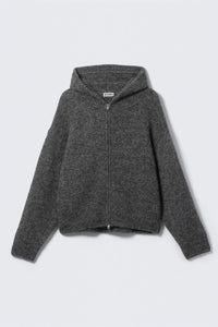 Weekday Knitted Boxy Wool Blend Zip Hoodie