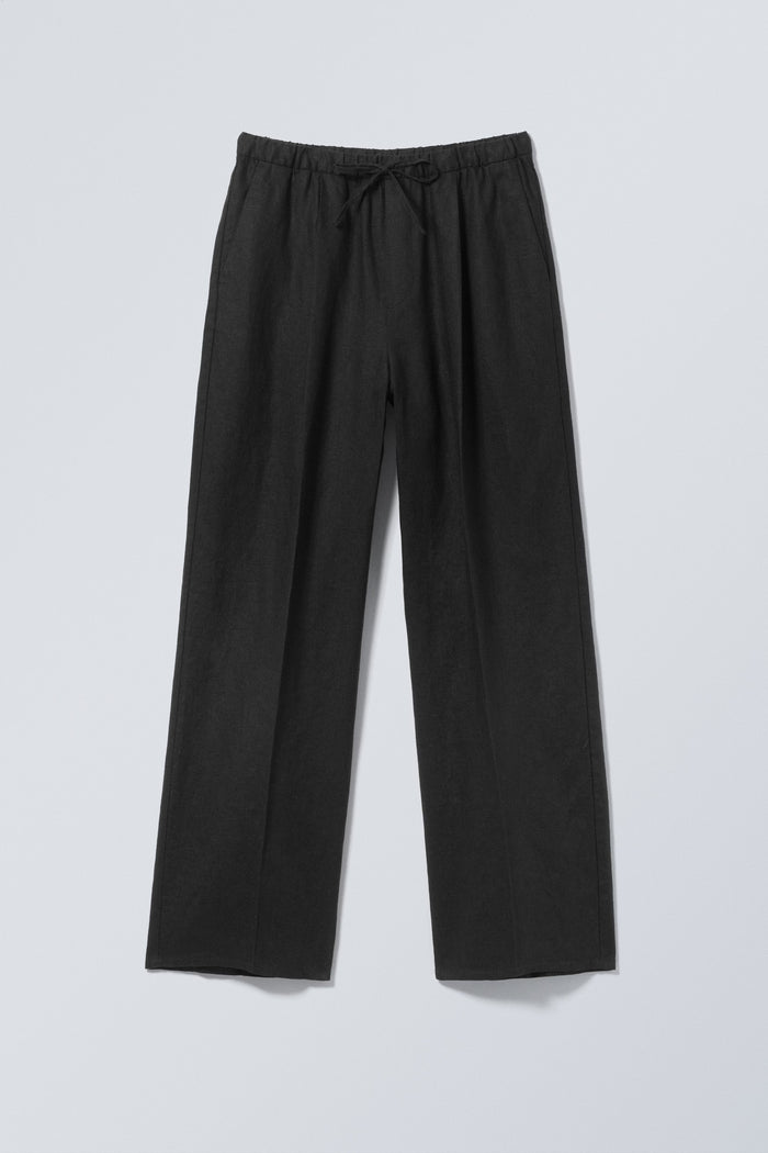 Weekday Loose Fit Linen Trousers Black