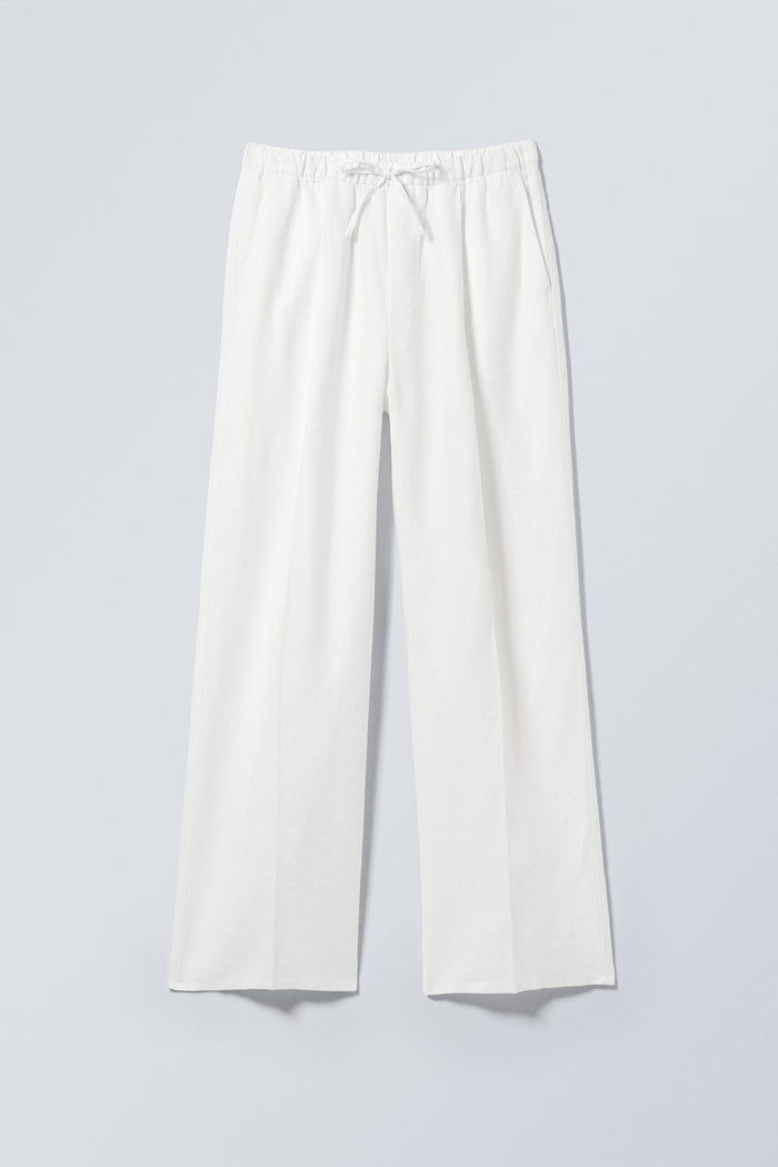 Weekday Loose Fit Linen Trousers White