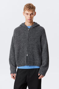 Weekday Knitted Boxy Wool Blend Zip Hoodie